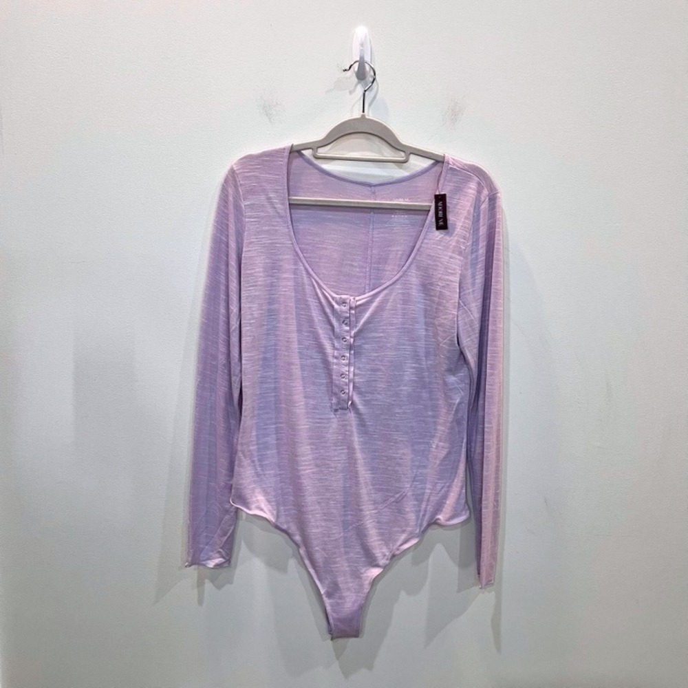 Adore Me Long Sleeve Bodysuit Women's XL Lavender‎ Purple Henley Scoop Neck NWT